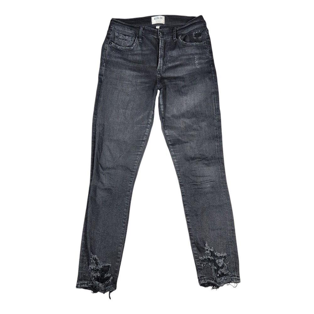 Agolde Jeans Womens Size 28 Sophie High Rise Skinny Crop Distressed Black‎ Denim